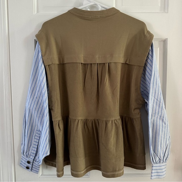 Pilcro Anthropologie Shirt Sleeve Knit Babydoll Shacket Moss Size XXS NWT - Picture 8 of 10